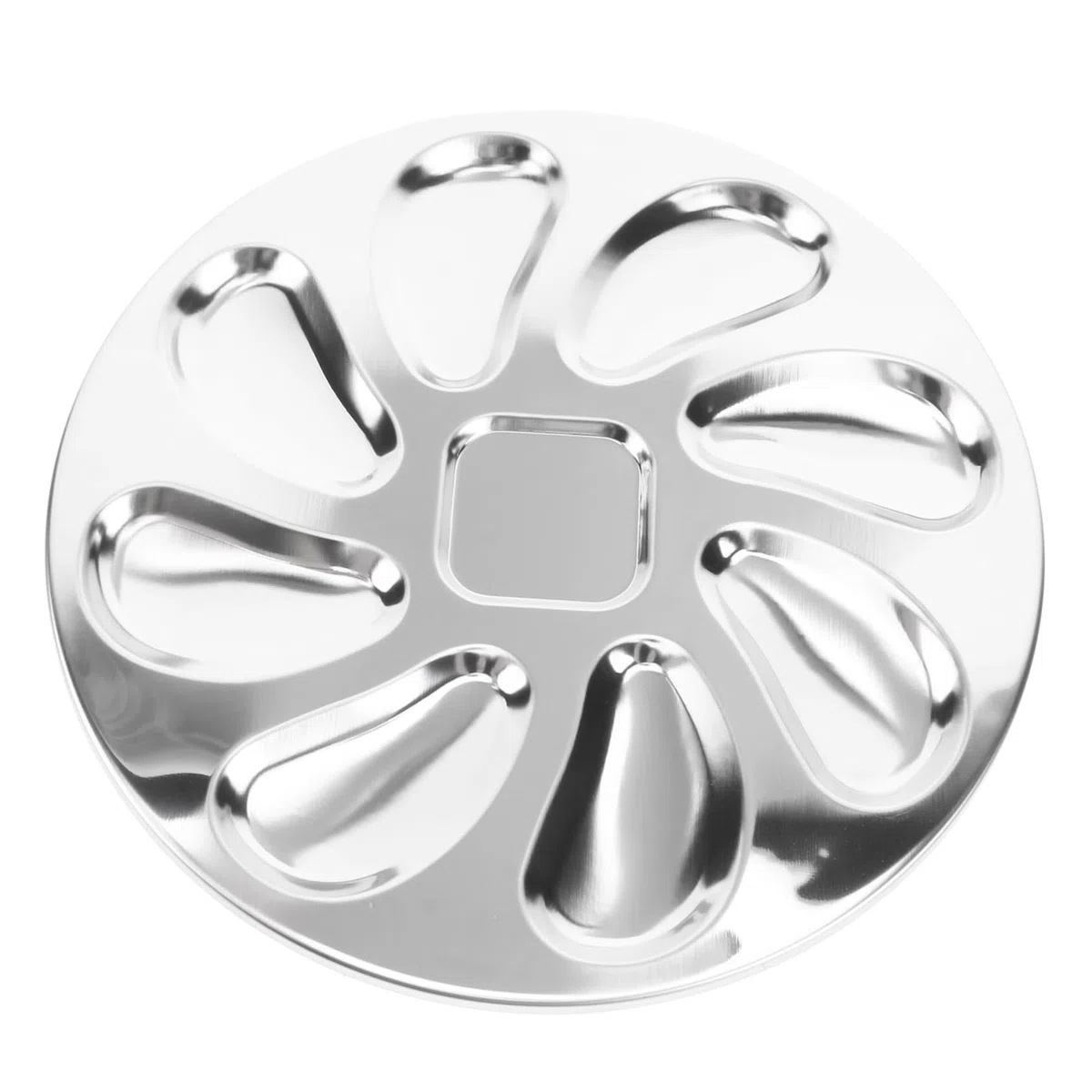 PRETYZOOM Plato de Ostras de Acero Inoxidable 230x230x15 Mm Ranuras para Salsa Antideslizante Apto para Horno para Restaurante y Cocina Profesional, Bandeja Multiusos para Mariscos y Servir