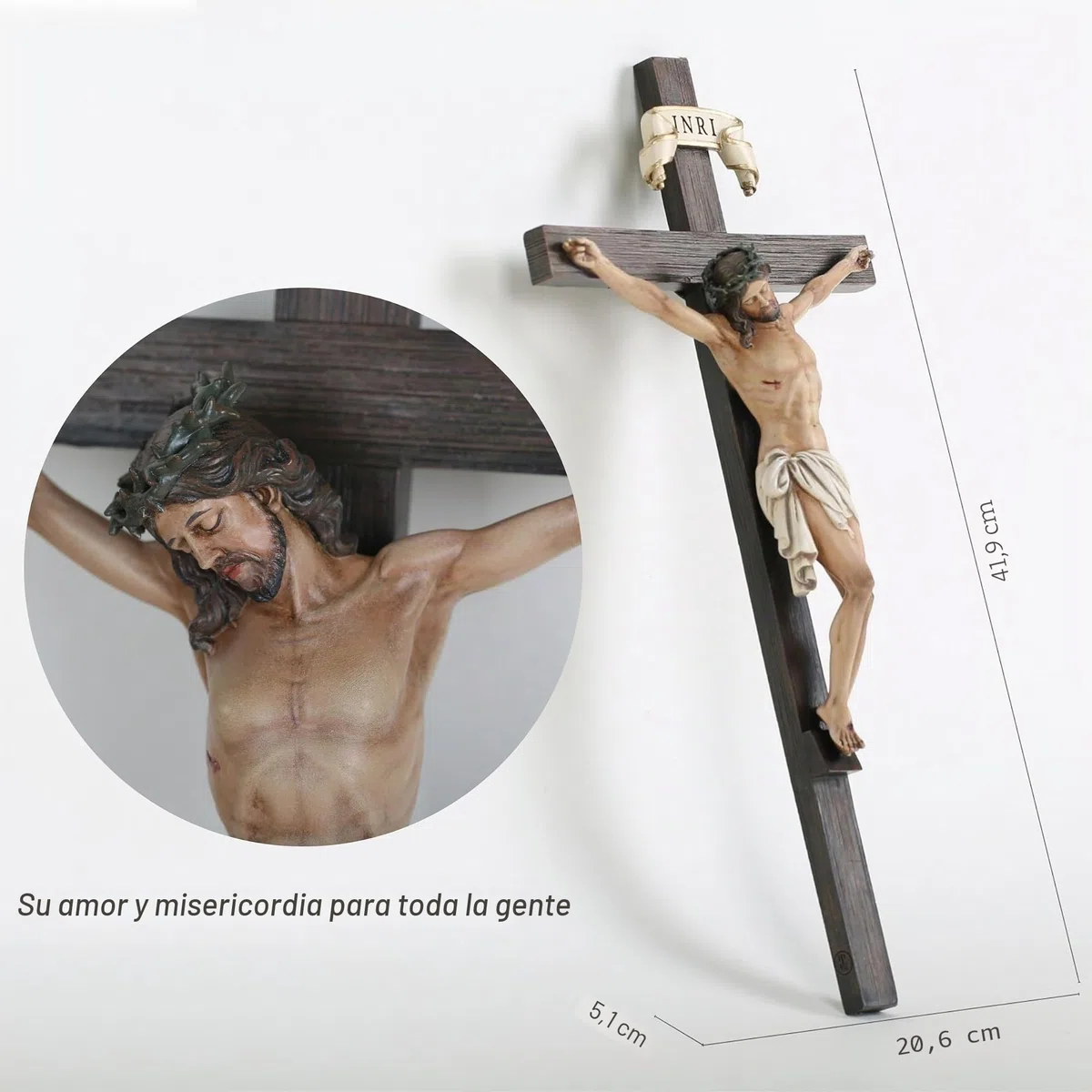 Cruz de pared con crucifijo católico BC de 40,6 cm de alto, Jesucristo, decoración del hogar, regalos religiosos coleccionables, escultura renacentista hecha a mano por Buildclassic