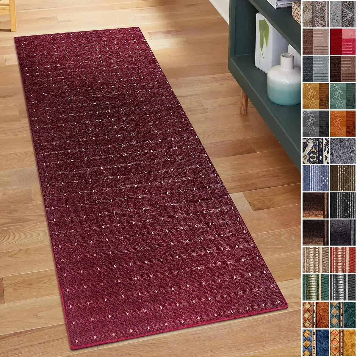 Floordirekt Alfombra de pasillo para cocina, pasillo y sala de estar, 67 cm de ancho, venta por metros, pasillo, cocina, salón (67 x 150 cm, color morado rápido)
