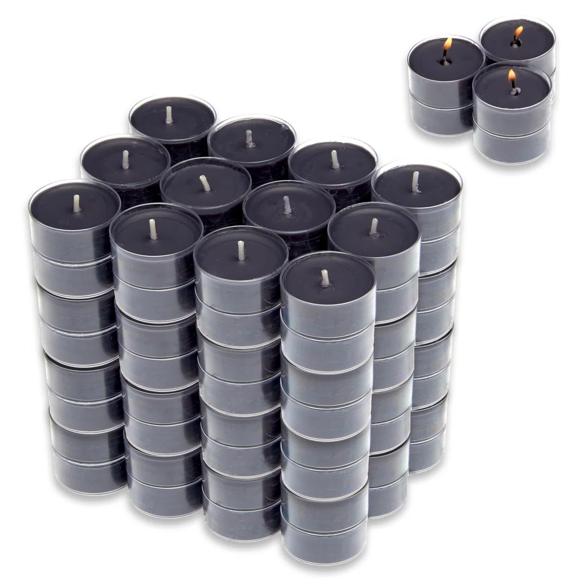 Candelo - Juego de 96 velas perfumadas con aroma de rosa y negro (3,8 x 1,7 cm, 4 horas de duración), color negro