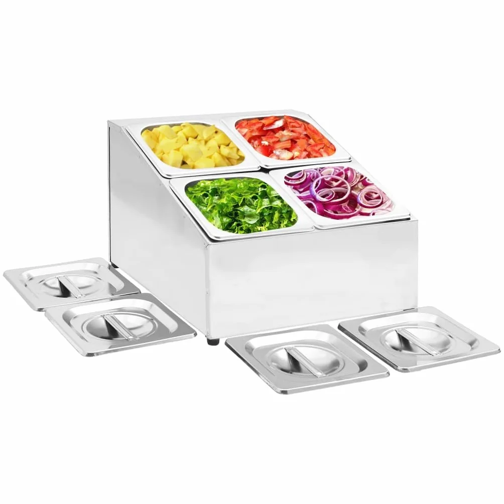 Gastronorm - Contenedor con 4 sartenes GN 1/6 de acero inoxidable