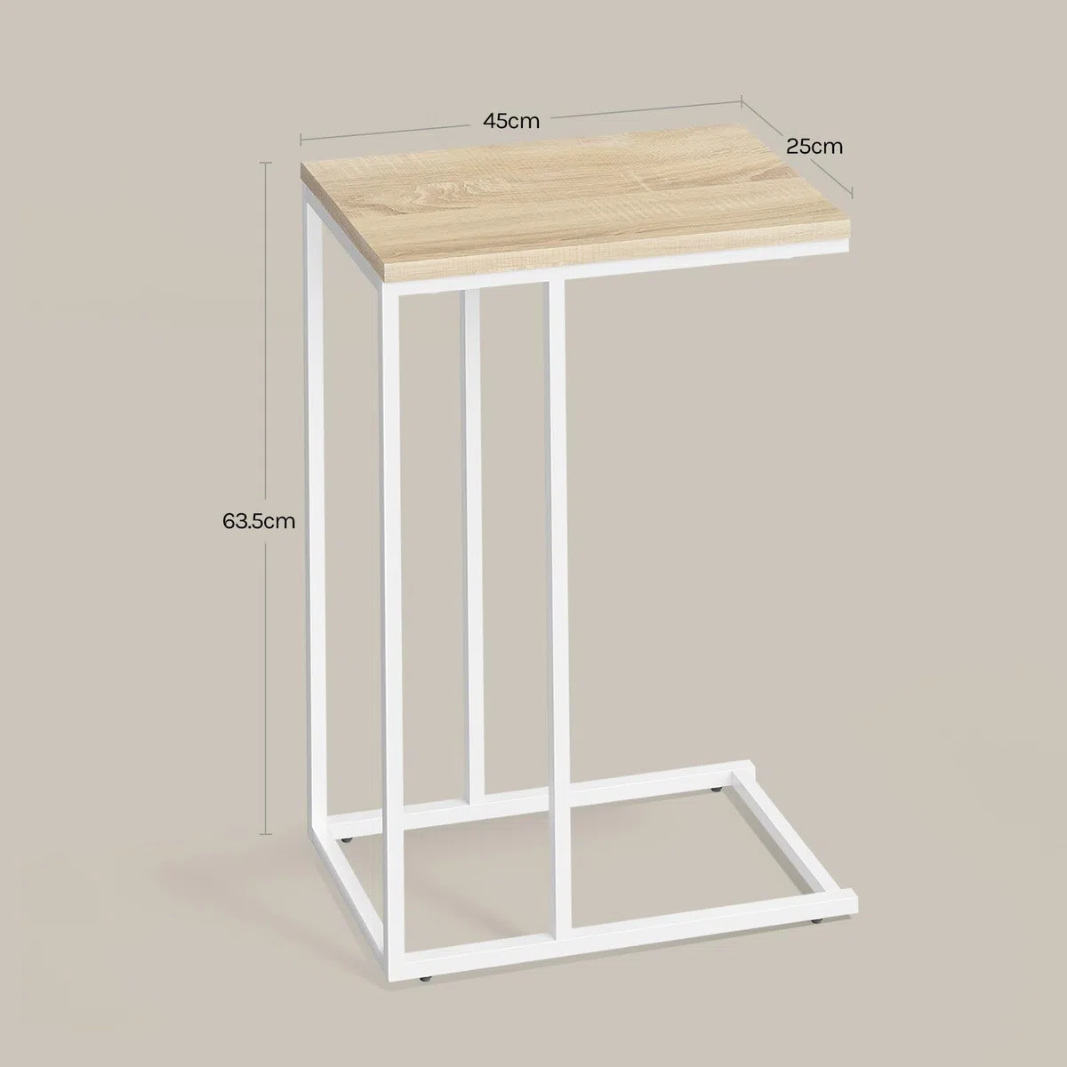 WOLTU Mesa Auxiliar Forma C, Mesita de Sofá, Mesita Auxiliar para Salon y Dormitorio, Mesa Pequeña con Estructura de Metal, Roble Claro+Negro, TSG17hei