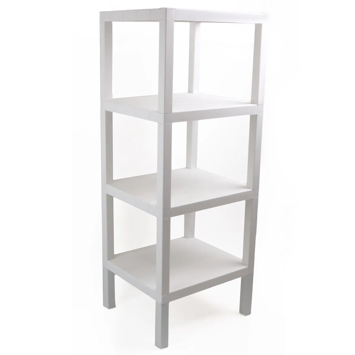 DIVCHI Mesa auxiliar de 4 niveles, mesita de noche, mesita de noche, mesita de noche, oficina, sala de estar, dormitorio, mesa de sofá pequeña y estrecha (blanco)