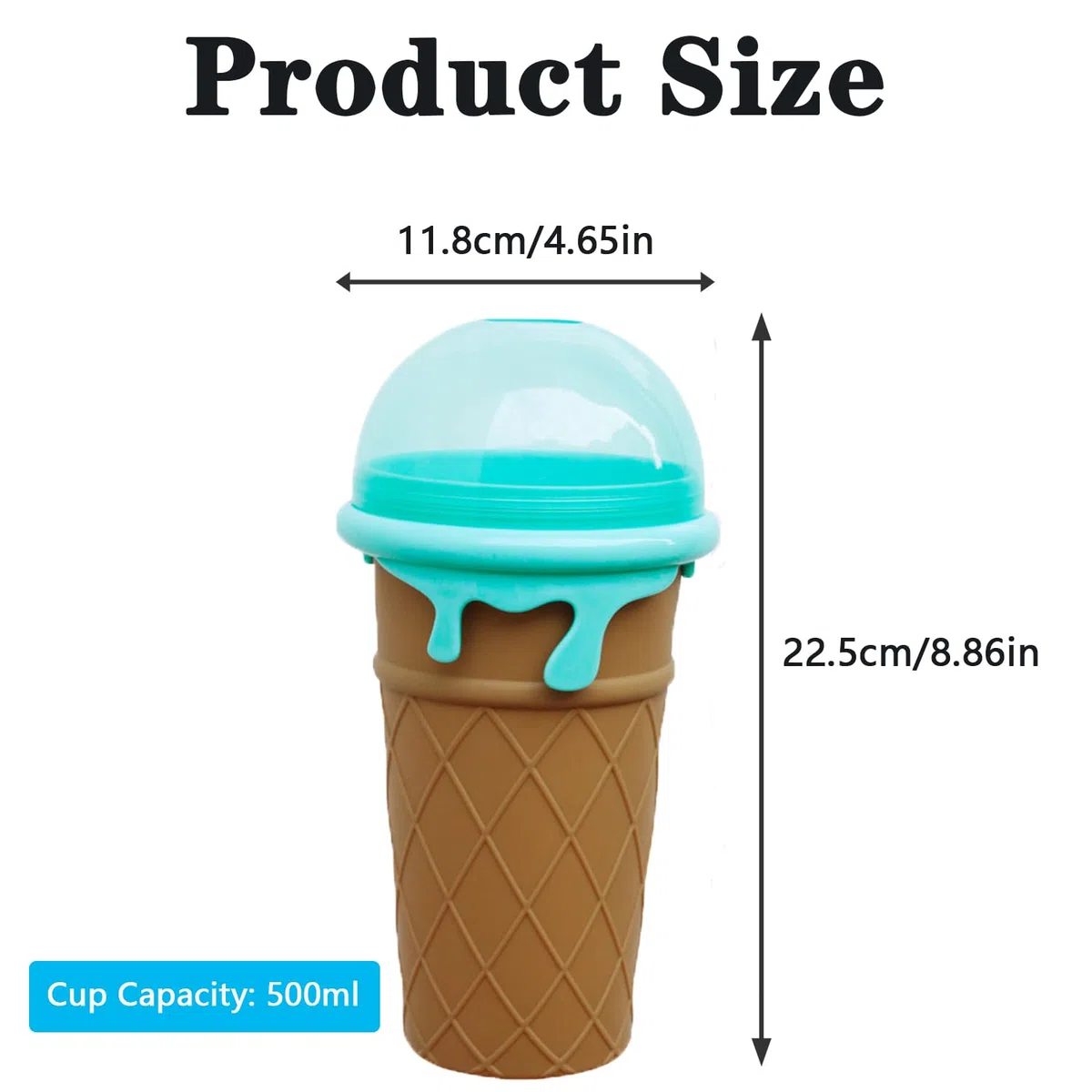 Slushy Maker Cup, Diy Squeeze Ice Cup 500 Ml, 2 En 1 Pajita y Cuchara, Taza Mágica De Congelación Copa De Hielo Para Preparar Batidos De Frutas Helados y Batidos De Leche (Marrón)
