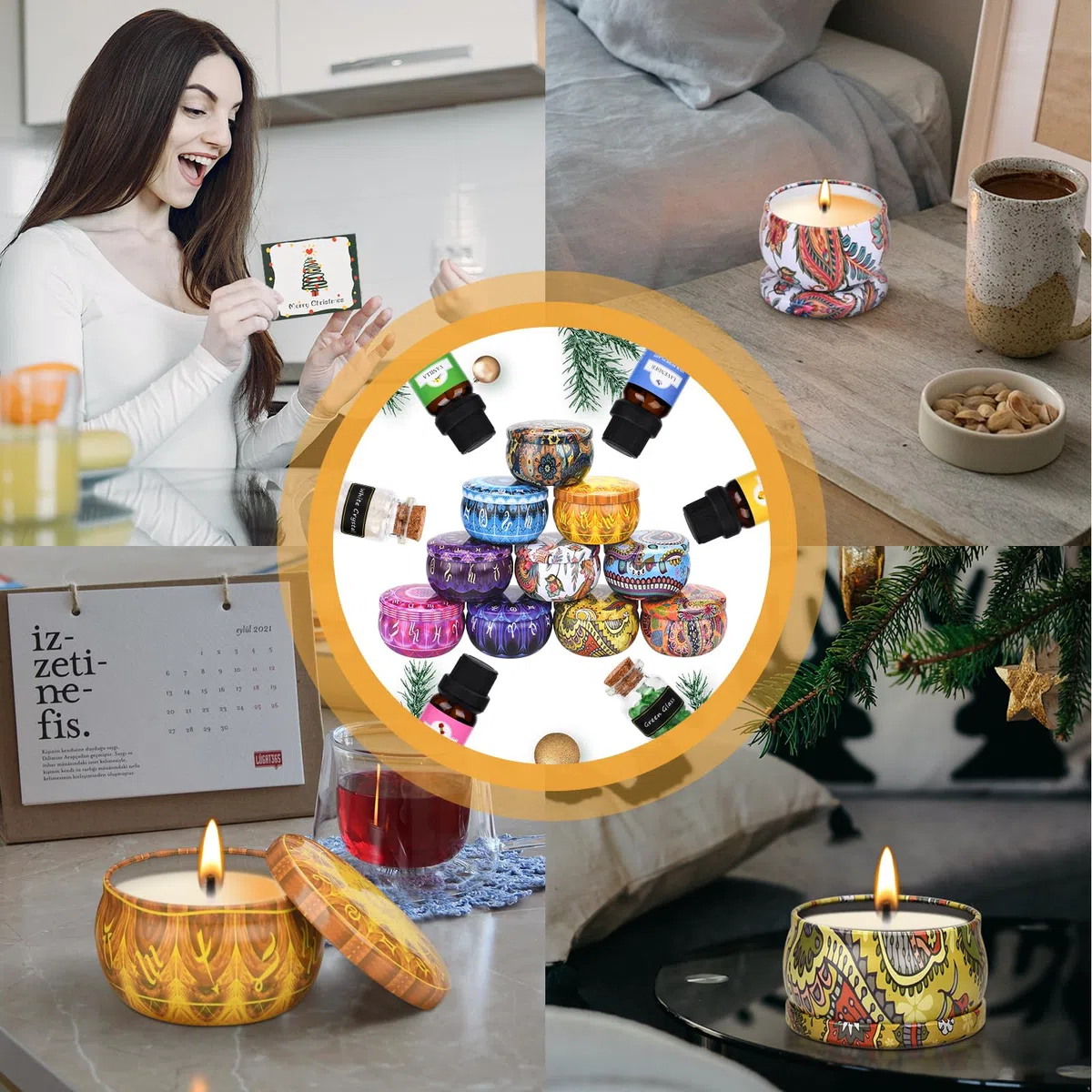 IGUGI Kit de Fabricación para Velas,DIY Juego de Regalo para Velas,Erramienta para Velas de Bricolaje Incluye 4 paquetes cera de abejas,10 Frascos para Velas,100 Mechas para Velas