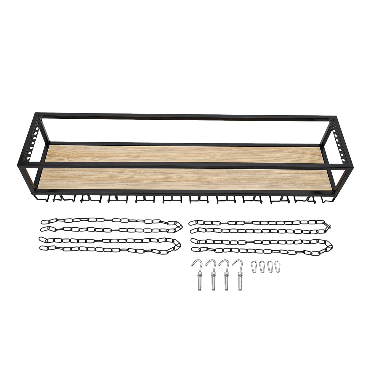 Estante colgante negro para copas de vino, soporte de techo con soporte de cristal, soporte ajustable para botellas de vino industrial, para enfriadores de vino privados, cocinas, hoteles,