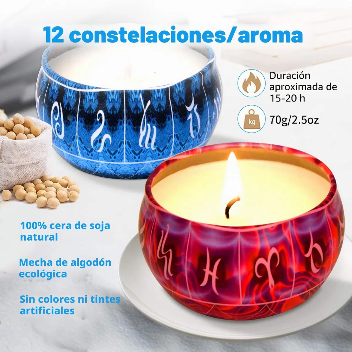 WuNa 12 Velas Perfumadas Juego de Regalo 2,5 Oz Velas Decorativas Aromaticas para Regalo Soja Portátil Regalos para el hogar, perfumada, cumpleaños, día de San Valentín