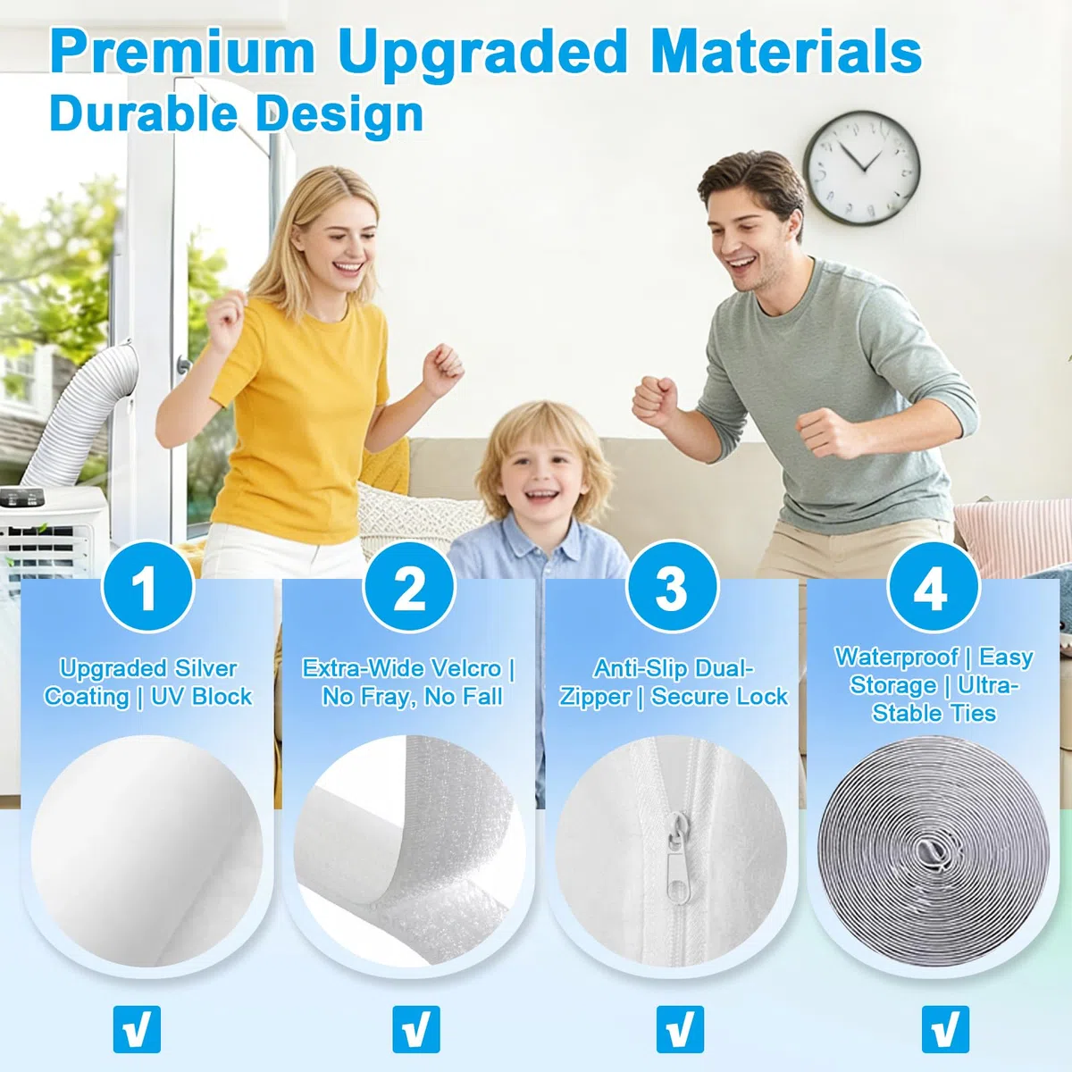 300 cm de aire acondicionado para ventanas de aire acondicionado móviles y secadores de aire – eficaz parada de calor y repelente al agua, impermeabilización adecuada para ventanas de techo, ventanas
