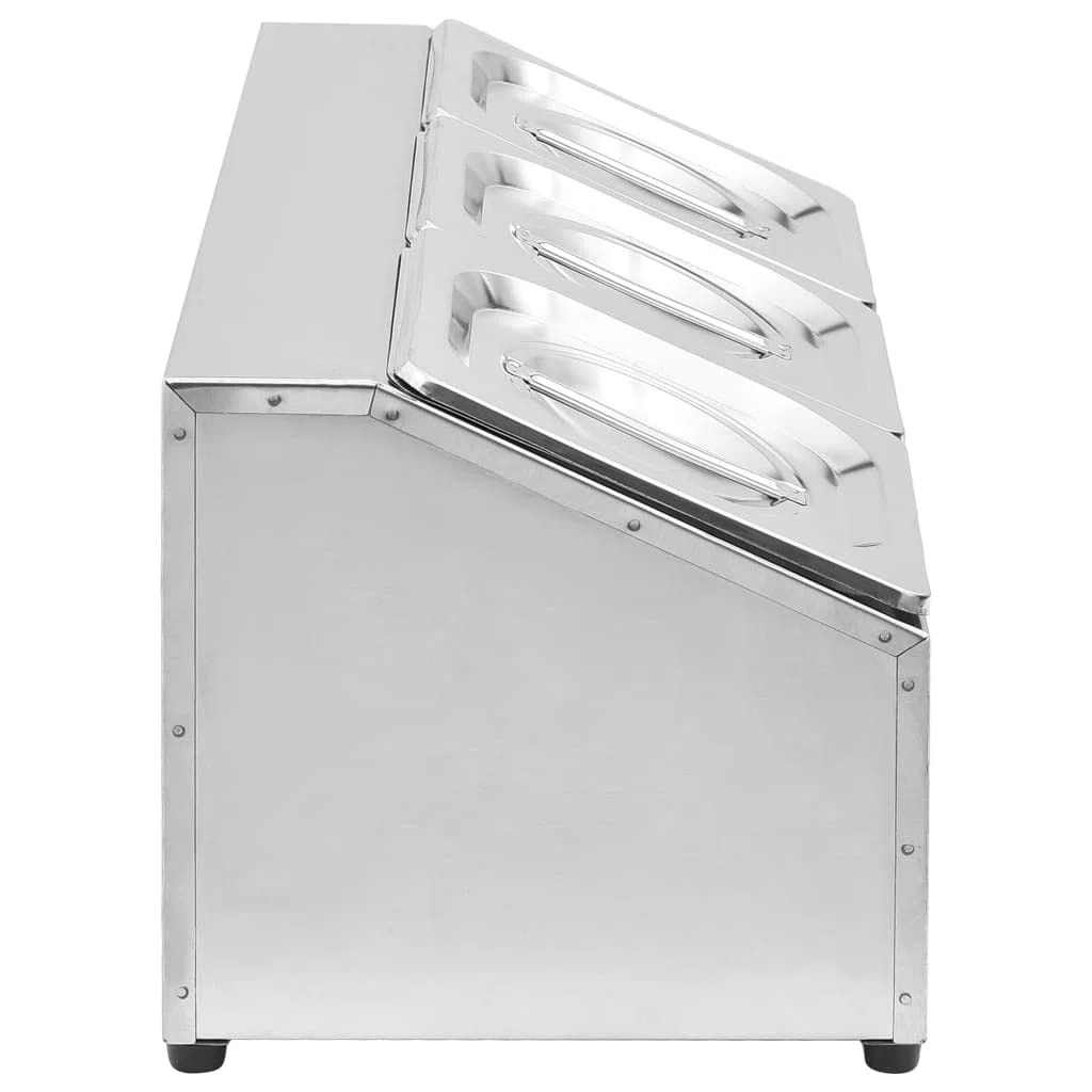 Home & Garden-Gastronorm - Contenedor con 3 sartenes GN 1/6 de acero inoxidable para muebles
