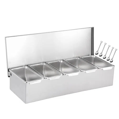 Juego de estantes comerciales para especias, de acero inoxidable, para condimentos de especias, estantes para condimentos de encimera para cocina, despensa, bufés, ingredientes de frutas