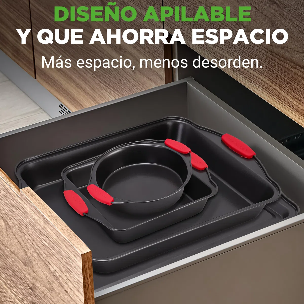 Nutrichef Bandejas Horno, Cocina, Set de 8, Antiadherentes, Mangos de Silicona