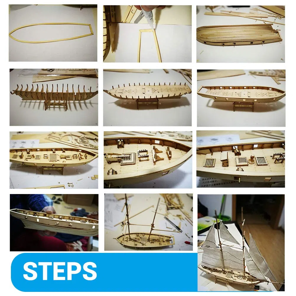 Stecto Maqueta de Barco, Modelo de Velero, Kit de Construcción de Barcos de Vela de Madera, Regalo para Niños