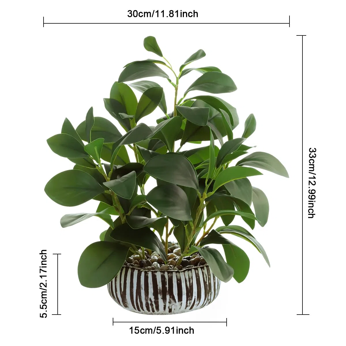 Plantas Artificiales Peperomia Plantas Falsas con Cemento Maceta para Habitación Casa Baño Dormitorio Cocina Oficina Mesa Interior Exterior Decoración