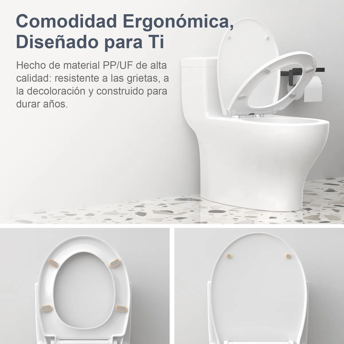 SURFOU Tapa WC Universal Blanco, Tapas de Water Amortiguada, Asiento Inodoro Blanca Plástico, Toilet Seat Cierre Suave Tapadera Bater Taza Vater Retrete Tapaderas Inodoros Asientos