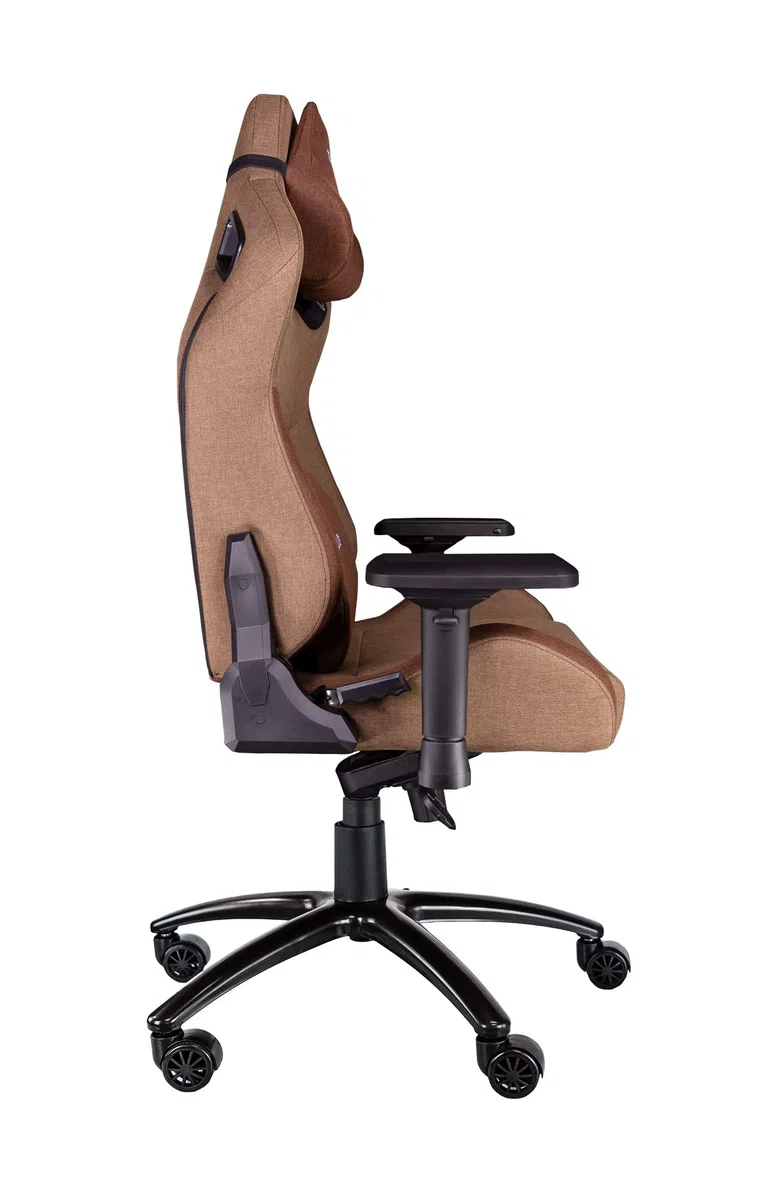Silla Gaming Profesional Talius Raptor, Tela Transpirable Marrón reposabrazos 4D, Cojín Cervical y Lumbar viscoelástica, Frog, Base Metal, Ruedas Nylon, hasta 170kg (Brown)