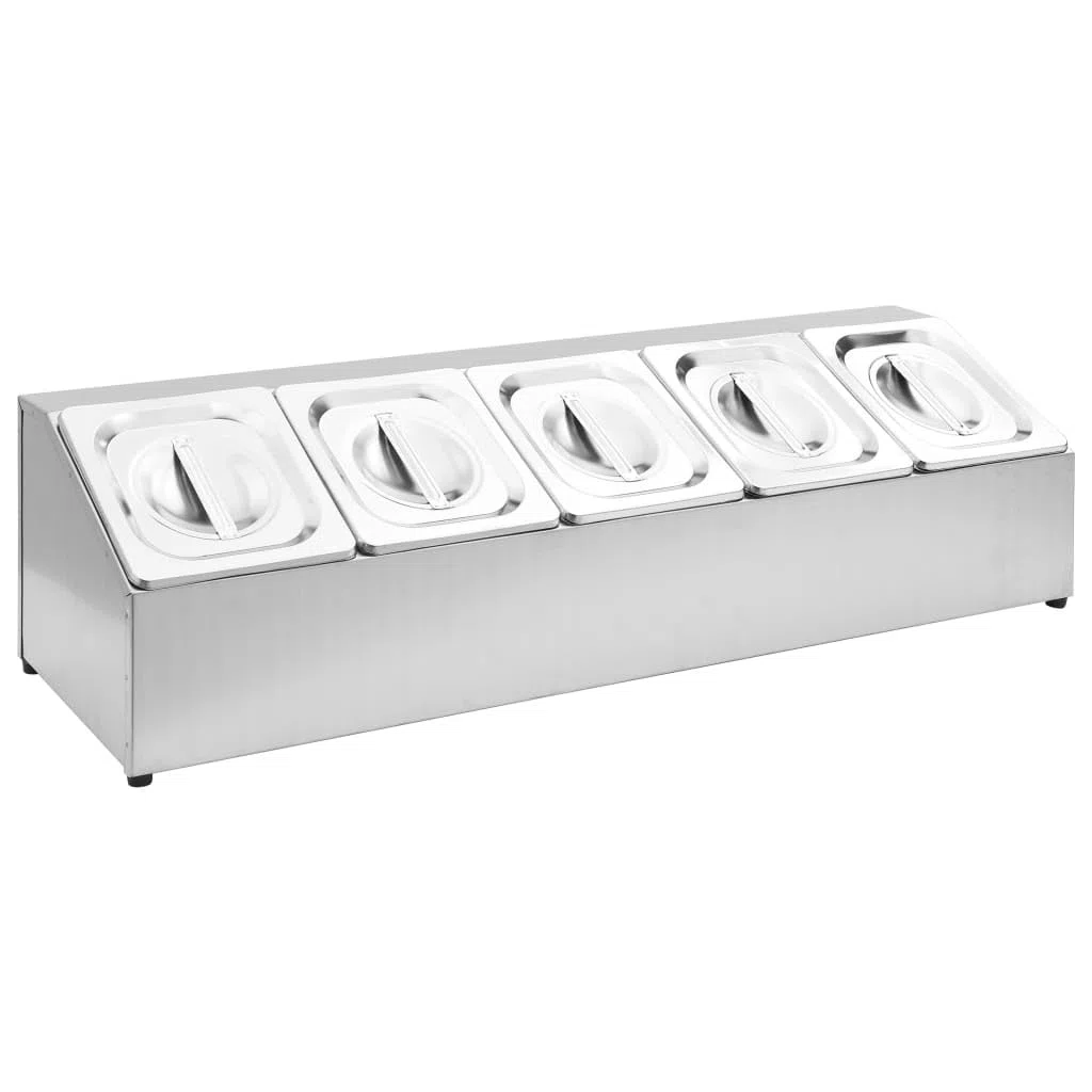 Furniture Select-Gastronorm - Contenedor con 5 bandejas GN 1/6 de acero inoxidable