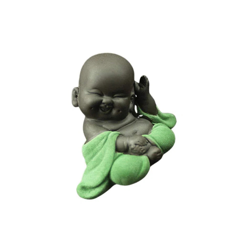 HEALLILY Estatua De Buda Maitreya De Cerámica Tallada a Mano con Base Antideslizante para Decoración del Hogar Escritorio Y Mesa De Té Figura Budista Verde Claro para Ceremonias De Té Y Regalos