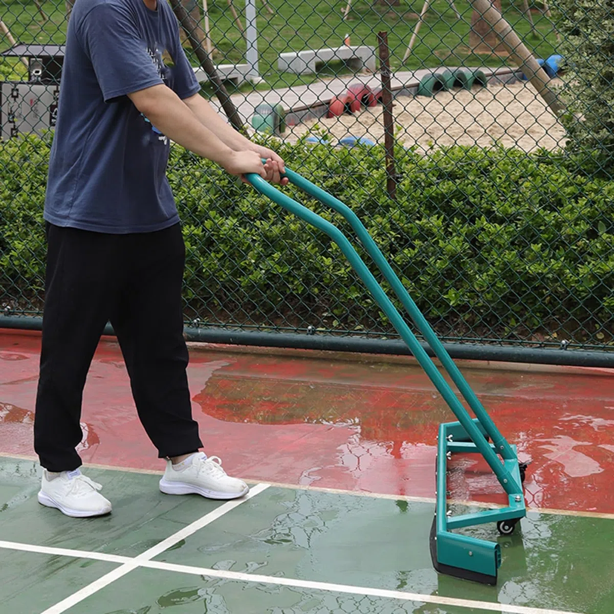 Escobilla de Goma Ligera de Aluminio para Pistas de Tenis, Escoba de Goma Resistente para Eliminar el Agua de Lluvia, Hoja de Espuma EVA de 150 cm, Color Naranja. (Green)