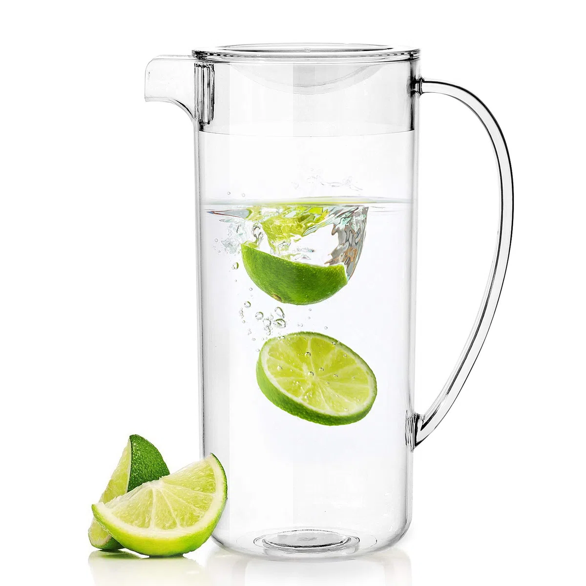 Youngever Jarra de Agua de Plástico 2L Con Tapa, Jarra Agua Cristal con Tapa, Jarra Grande de Plástico Transparente para Té Helado, Sangría, Limonada y Más
