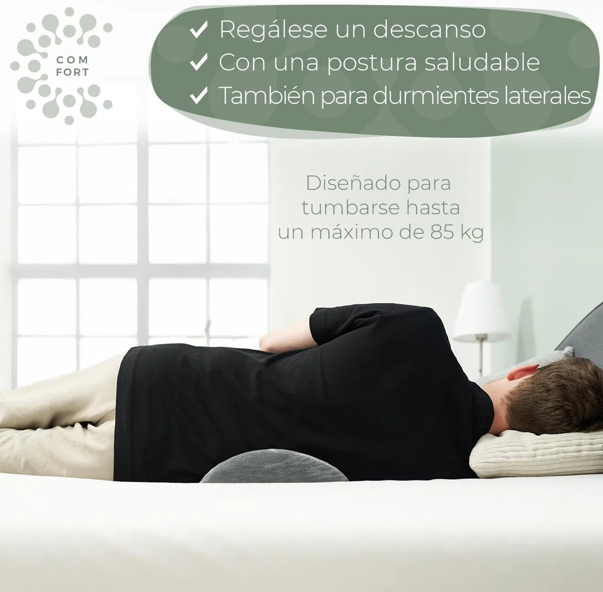 Well B4 Almohada Lumbar Ergonómica, de Apoyo Lumbar para Cama y Sofá, al Estar Tumbado, Cojin para la Parte Baja de la Espalda, Gris
