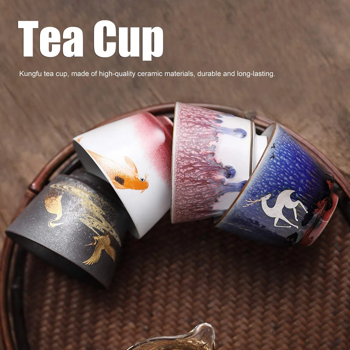 BuyWeek Taza de Té Juego de Té, 4 Piezas Japonés Cerámica Kung Fu para Vacaciones Boda de la Oficina en Casa