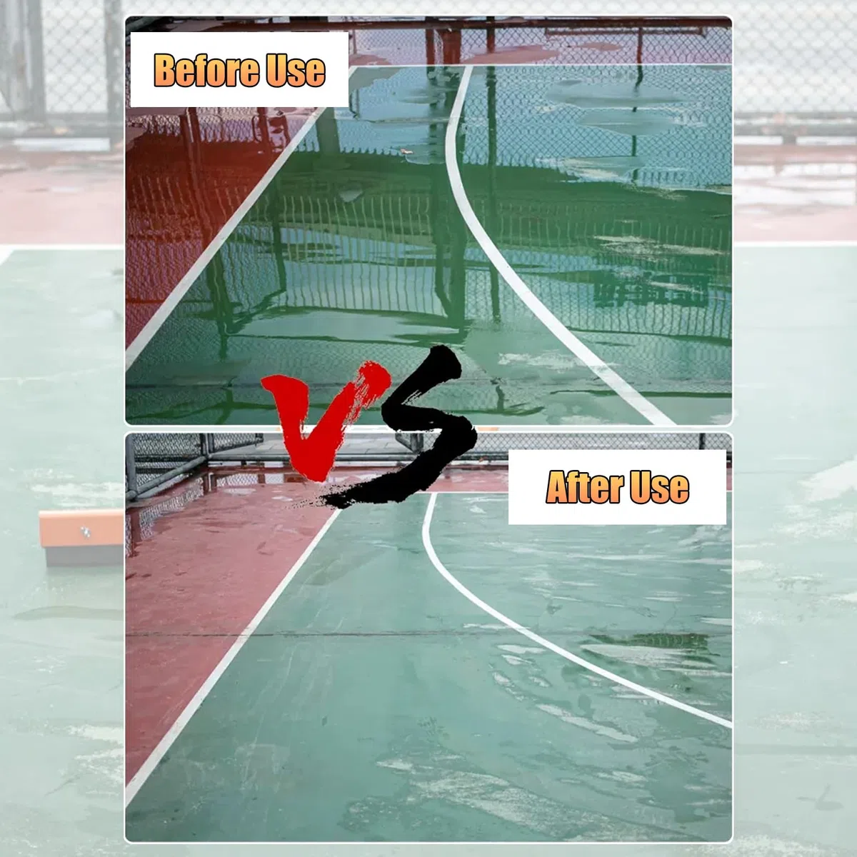 Rasqueta portátil para cancha de tenis con tira de repuesto, resistente para hojas caídas al aire libre, nieve en canchas