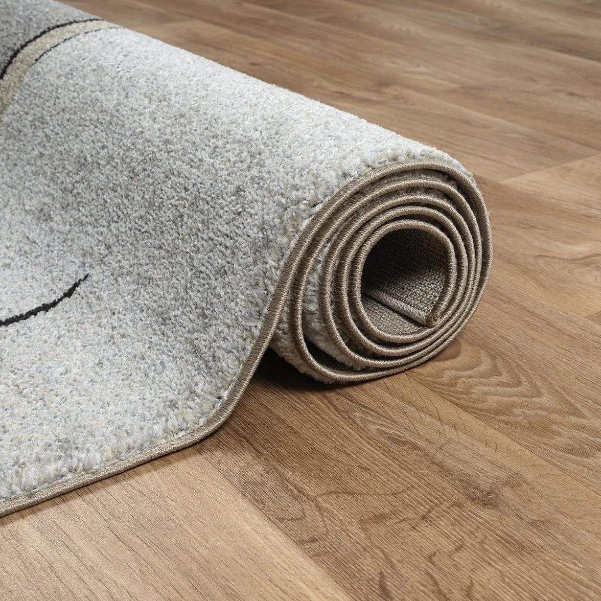 the carpet Pearl - Alfombra Moderna de Pelo Corto denso para salón Dormitorio, Corte de Contorno, patrón geométrico, patrón Ondulado, Beige, 140 x 200 cm