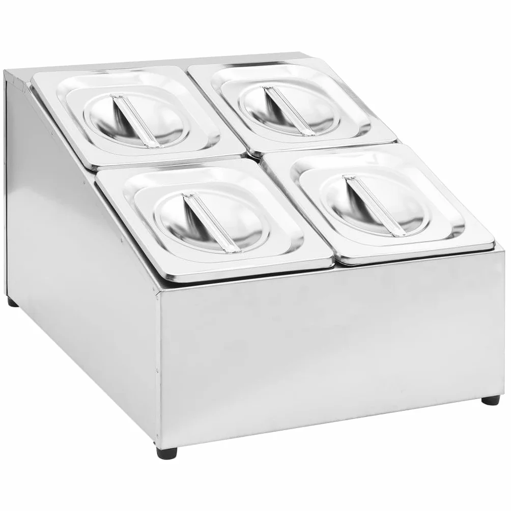Gastronorm - Contenedor con 4 sartenes GN 1/6 de acero inoxidable