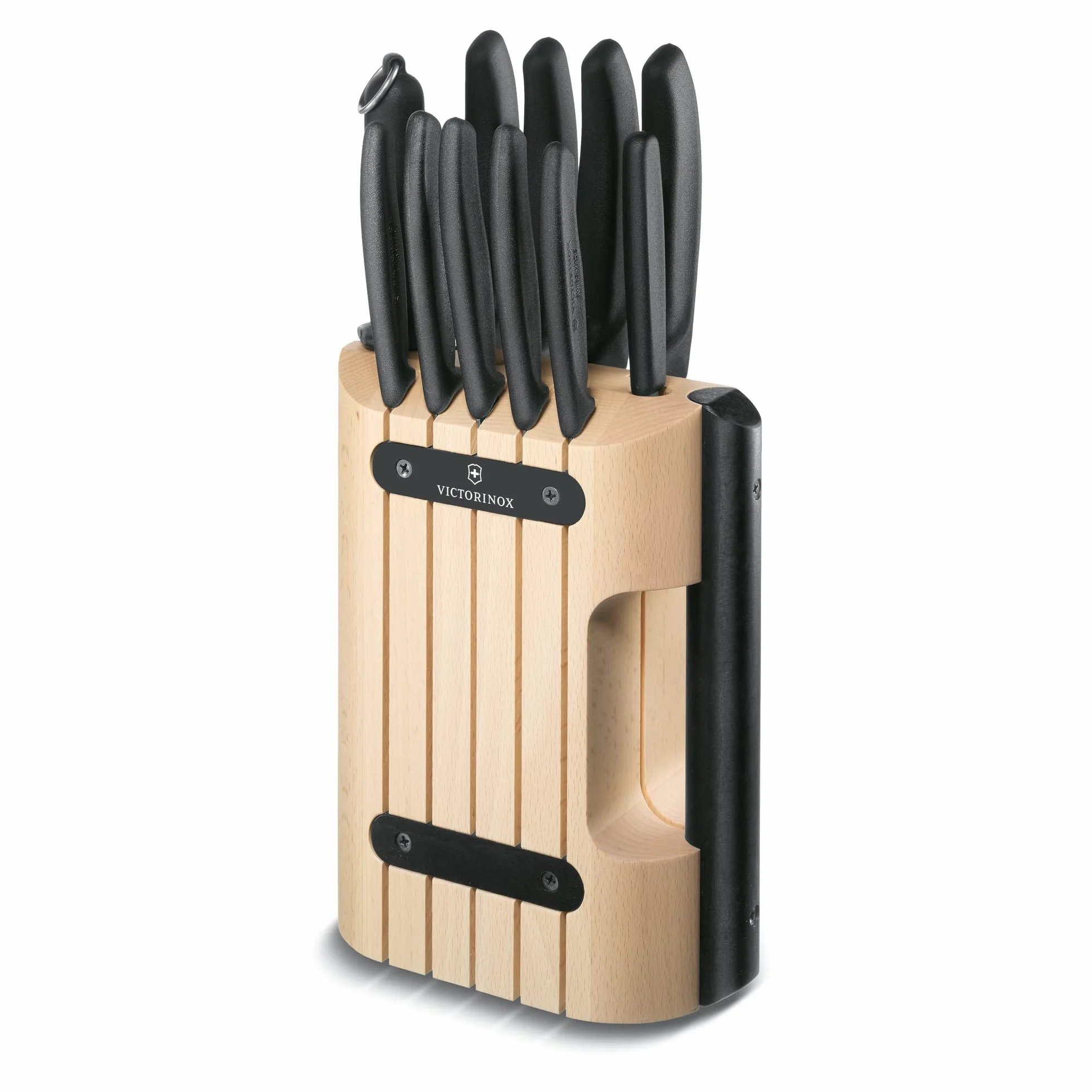 Victorinox Swiss Classic Soporte con 11 cuchillos, incluyendo cuchillo de cocina y pelador, de madera