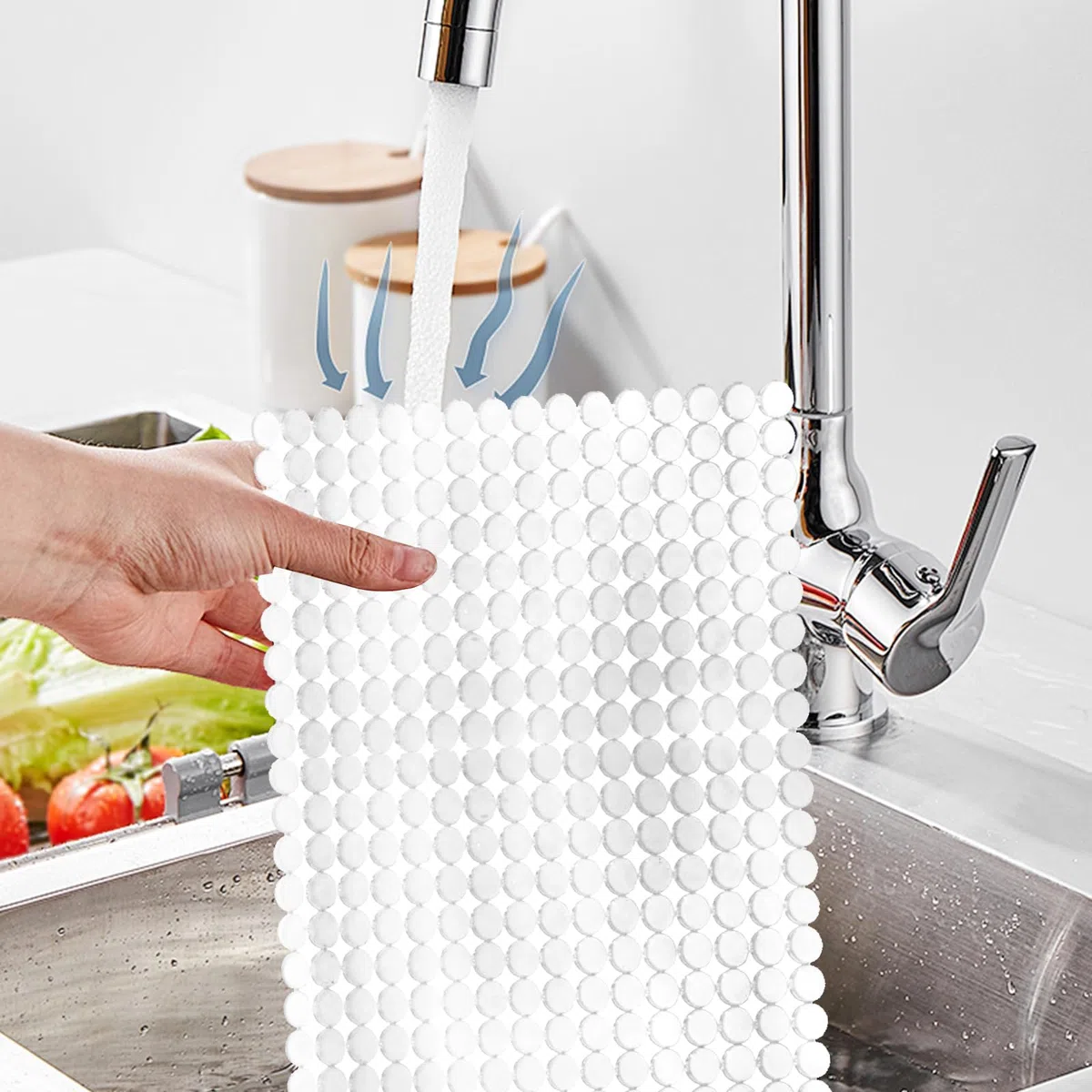 Juego de 2 Protector de PVC para Fregadero, 30 x 40 cm Alfombrillas para Fregadero Protectoras, Antideslizante Protección de Fregadero, Protector de Fregadero para Protección del Fregadero (Blanco)