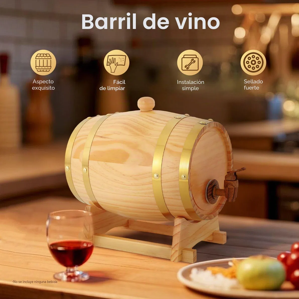 Barriles de madera de roble de 3 litros, barriles de vino, barril de madera con caballete y grifo, barril de roble para almacenamiento de whisky, vino, licores, dispensador de whisky, regalo