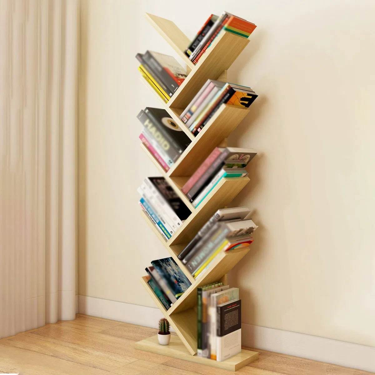 Estantería En Forma De Árbol Estantería Multicapa para Sala De Estar Revistero De Oficina, Estantería De Estudio Estantería para Libros Ilustrados Infantiles (Color : Light Walnut, S : 40x20x132cm)