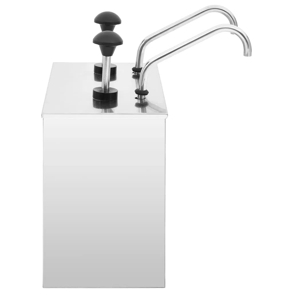 vidaXL Dispensador de Salsa Surtidores de Bomba Bote Cubo Bufés Hornear Barbacoas Reducir Pérdida Guardar Dosificadora de Acero Inoxidable 2x3,5 L