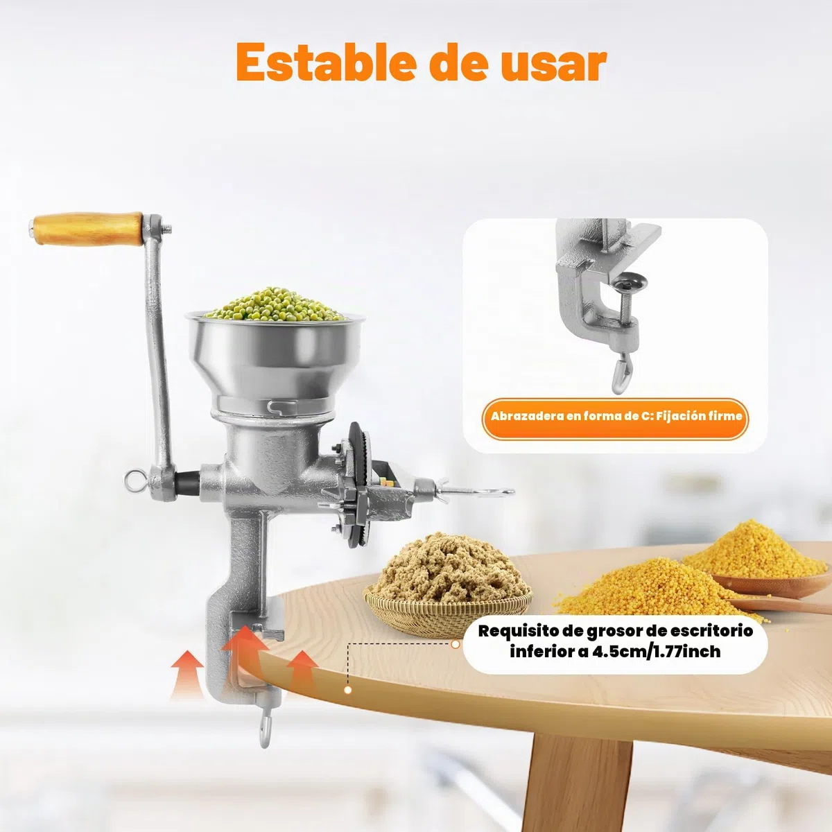 Molino manual para cereales, molinillo manual de hierro fundido, para nueces, café, cereales, semillas, especias