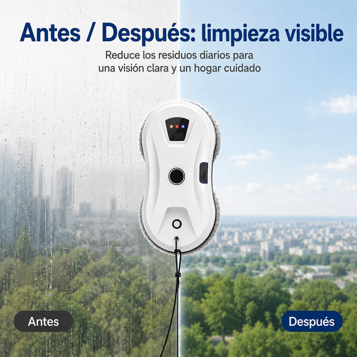 Roboclean Osmo Limpiacristales,Roboclean Osmo Cristales | Istema de Aspiración Potente Detecta Bordes Control Remoto para Ventanas y Espejos