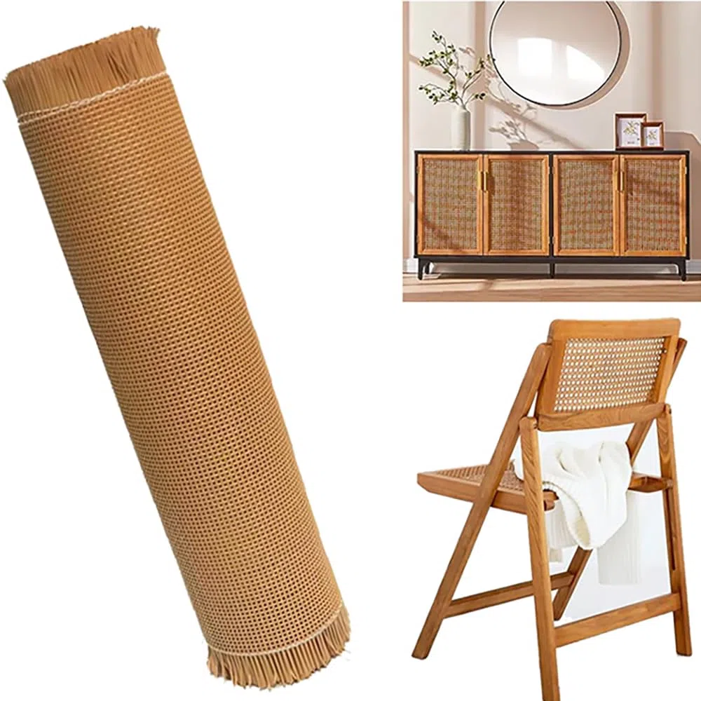 Ratán Rollo PE,Trenza vienesa,Rollo Plancha de Rattan Tejida,resistente al moho,ancho de ratán,resistente agua,malla de panal de abeja,silla de trenza vienesa para proyectos de bricolaje(40cm x 2 m)