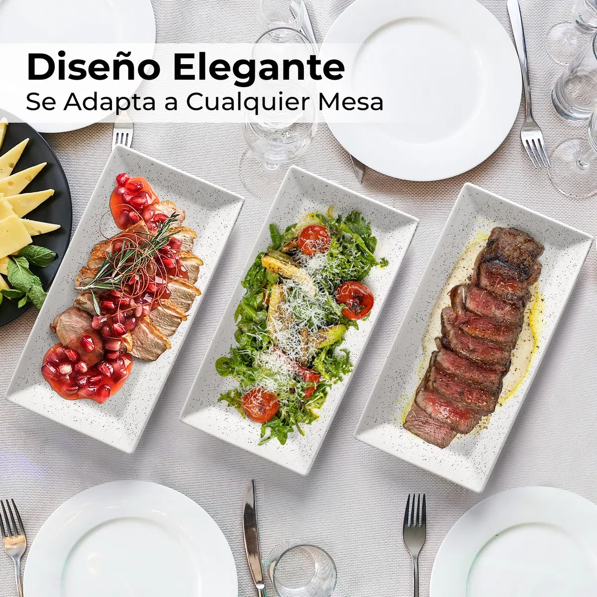 MIAMIO - Juego de 3 Fuentes de Cerámica/Platos Rectangulares para Servir con el Pavo de Acción de Gracias y Navidad - Apto para Microondas, Lavavajillas y Horno - Colección Aura (30 x 15 cm)