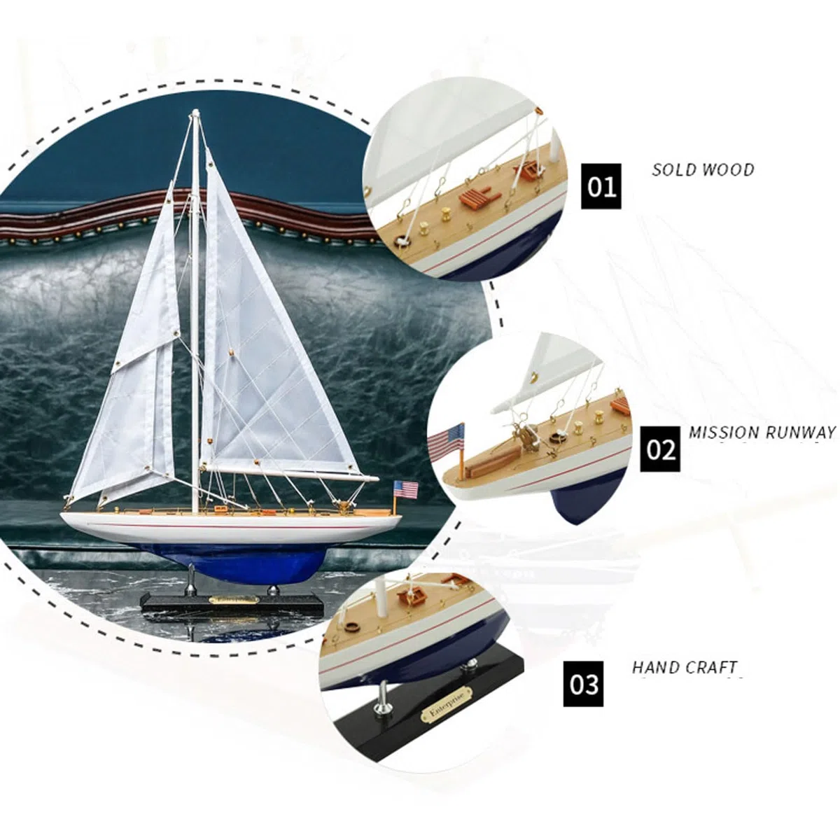 YLME Maqueta De Velero De Un Solo Mástil Simulación De Velero De Madera Decoración Moderna Artesanal De Madera Decoración Náutica Artesanal Decoración Creativa para El Hogar,B