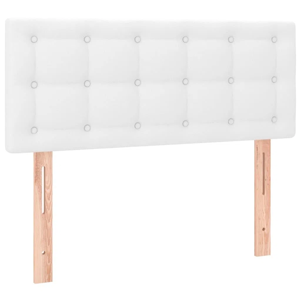 vidaXL Cabecero con Luces LED Cabecero de Cama Cabezal Tapizado para Cama Individual Mueble Dormitorio Interior Cuero Sintético Blanco 90x5x78/88 cm