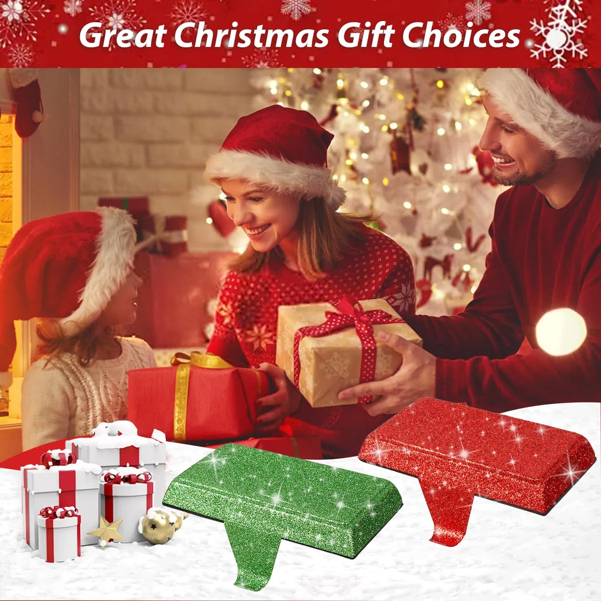 4 soportes de repisa de Navidad, ganchos de metal para chimenea, ganchos de adorno de Navidad para chimenea de 5 x 2.5 x 0.7 pulgadas para decoración de fiestas de Navidad (4 piezas)