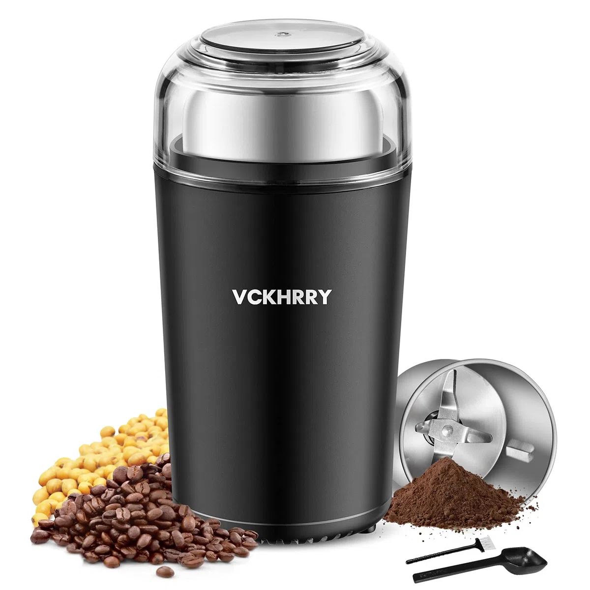Molinillo de Café Eléctrico 400W Molinillo de especias 100g Recipiente y Lavable Extraíble 4 Cuchillas de acero Inoxidable Café en Grano Especias Frutos Secos