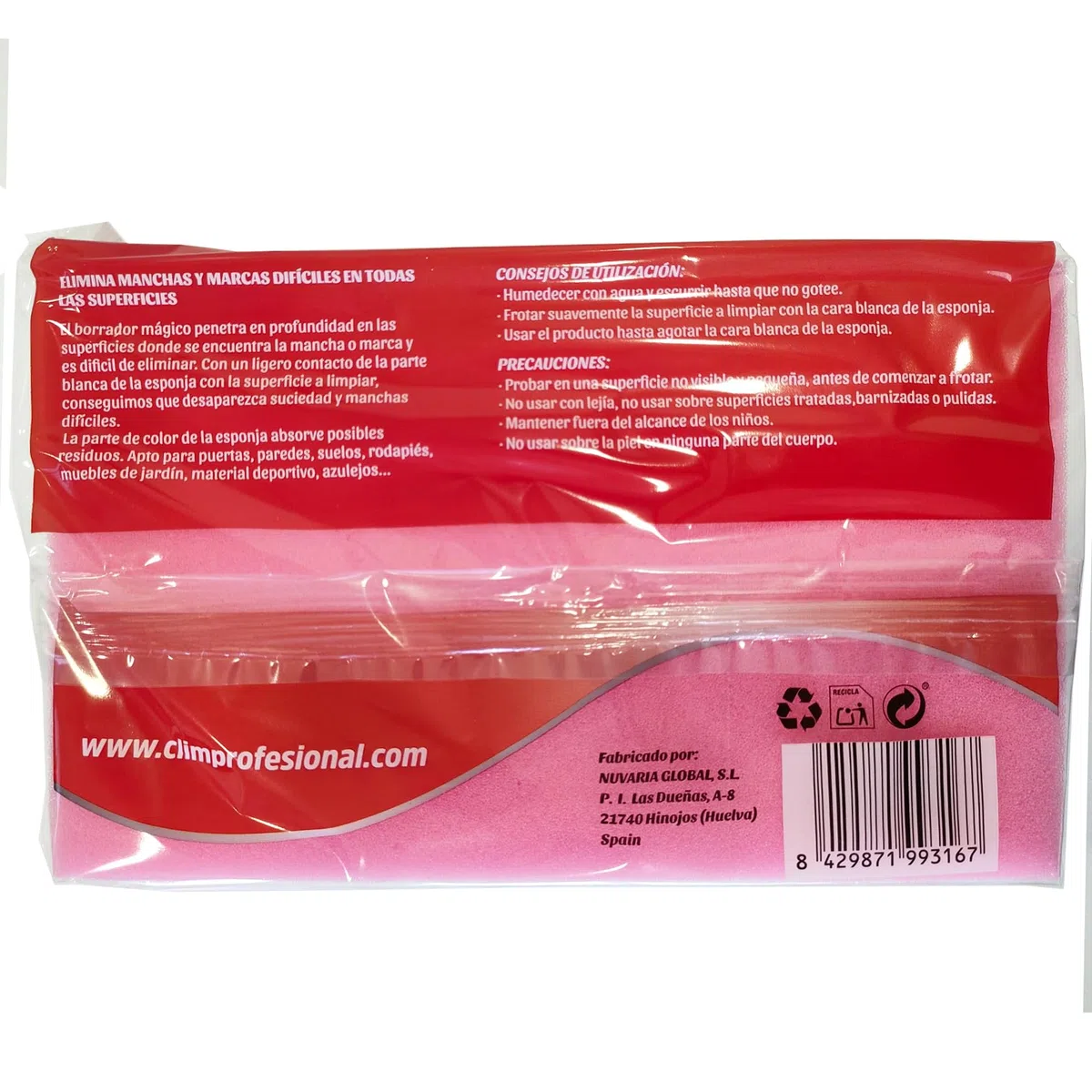 Clim Profesional. 60 Esponjas Mágicas Borra Manchas | Borrador para Limpiar Suciedad y Manchas en Paredes, Zapatillas, Muebles, etc | Limpieza Fácil con Melamina sólo Humedecer con Agua