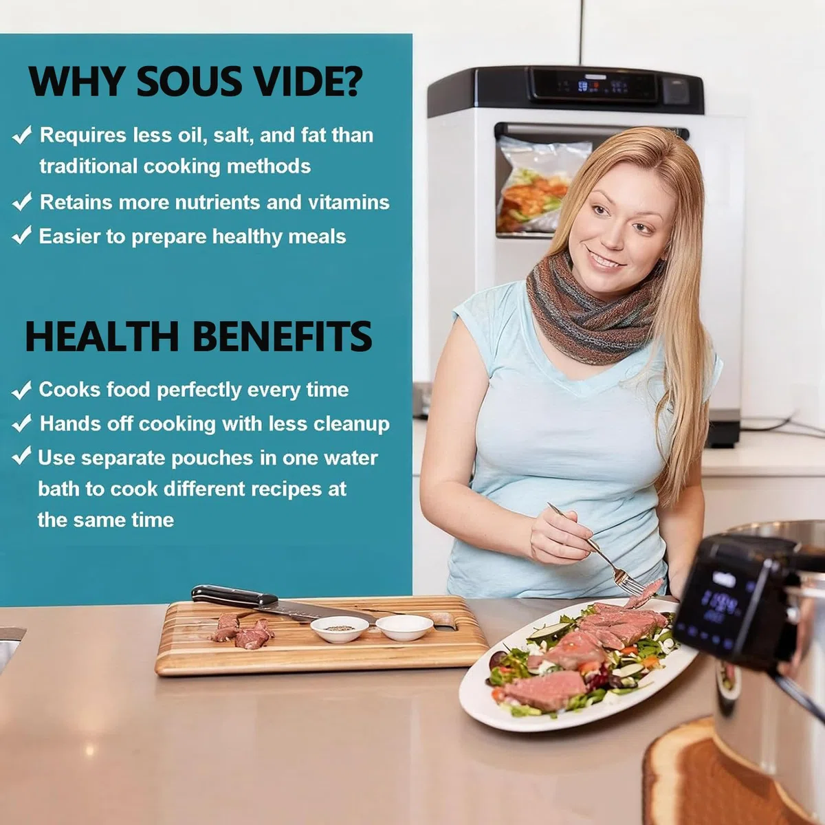 Sous Vide Cooker 1600W Commercial Sous Vide Machine Fast Heating Immersion Circulator with Timer & Accurate Temp Control, Stainless Steel, Ultra-Quiet, IPX8 Waterproof, Home Kitchen Use