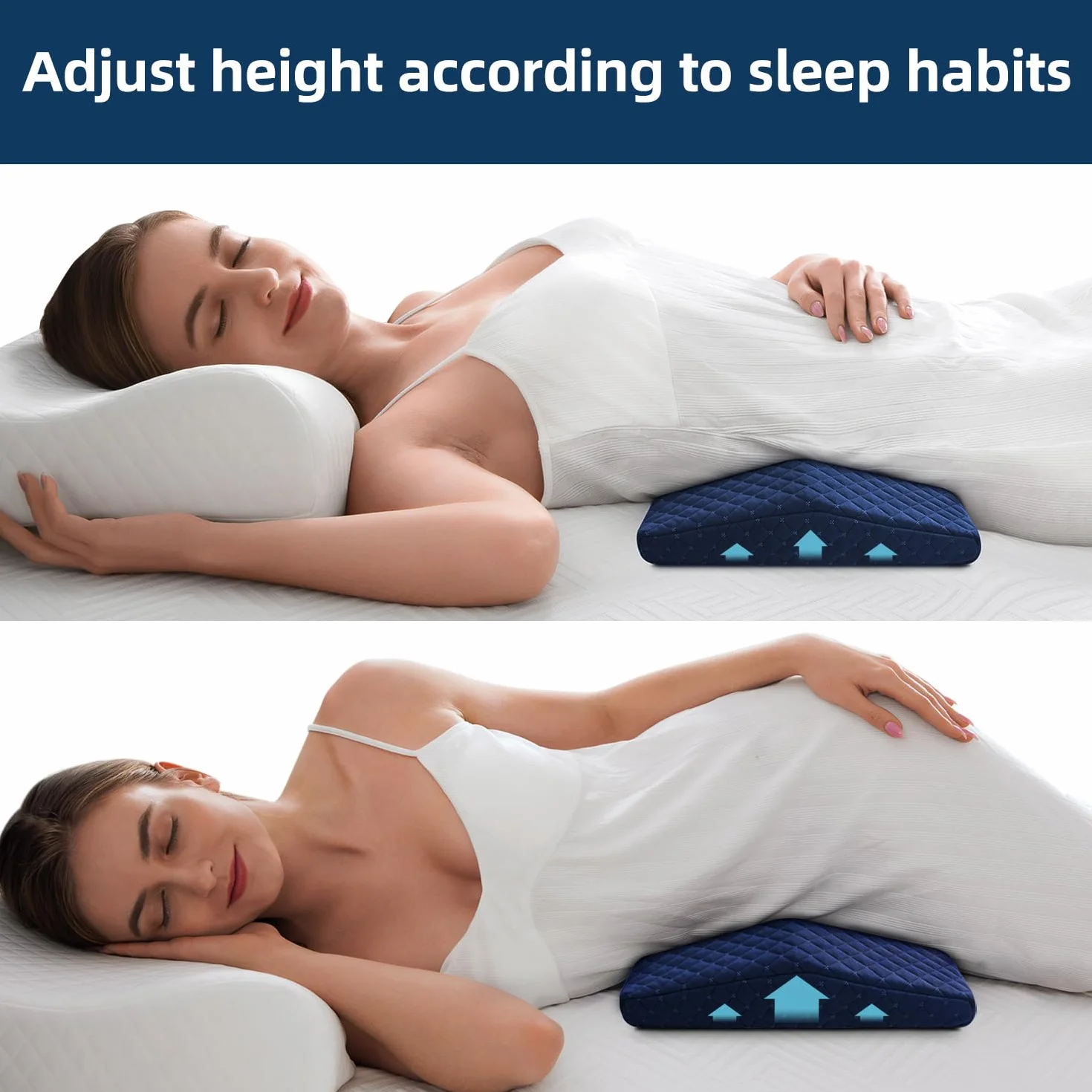 Almohada Lumbar Dormir, Cojín Lumbar Cama de Espuma Viscoelástica, Apoyo Ortopédico para la Cintura, la Espalda, Dureza y Altura Ajustables