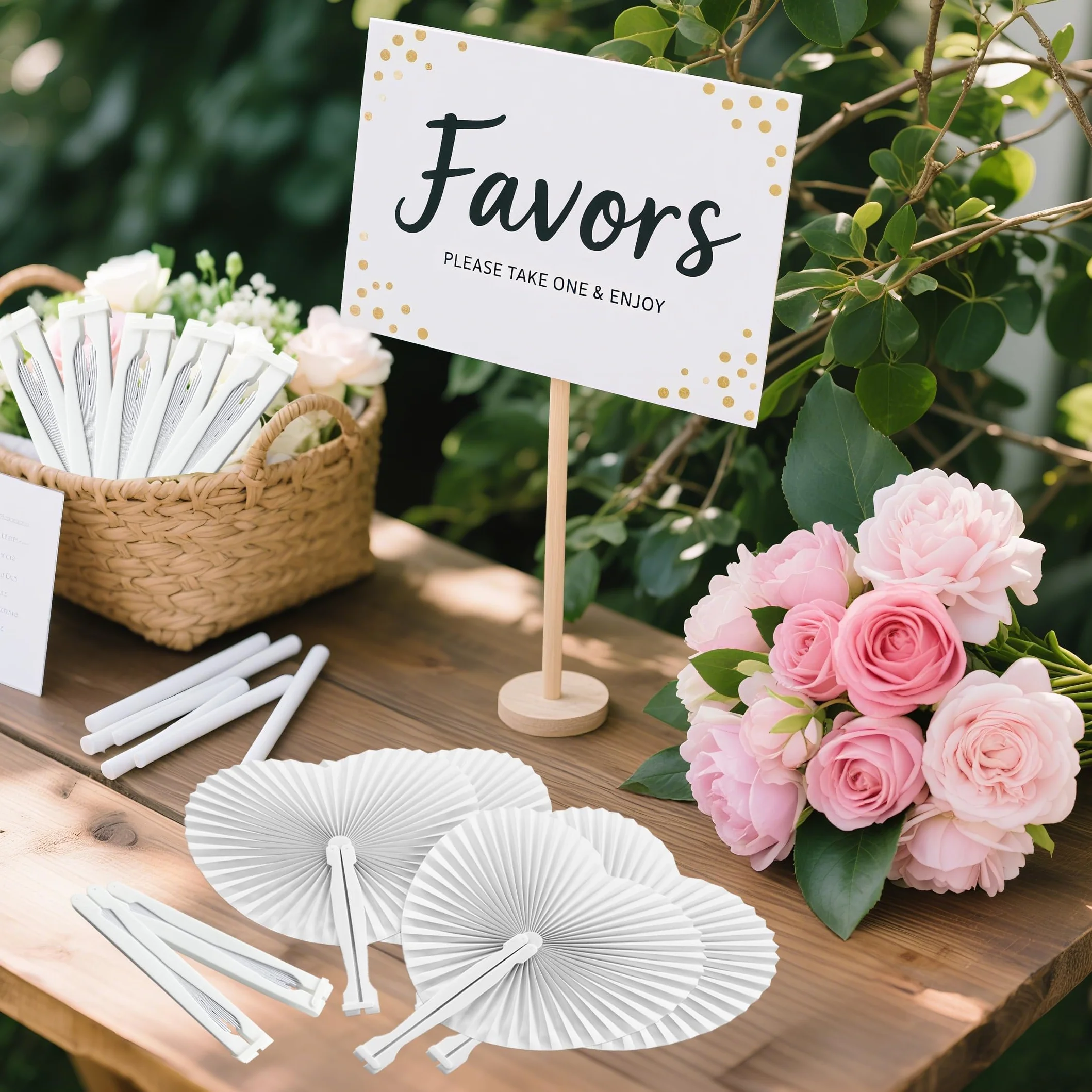 60 Abanicos Personalizados Blanco Boda Invitados Mano Regalos Decoración Fiestas Papel