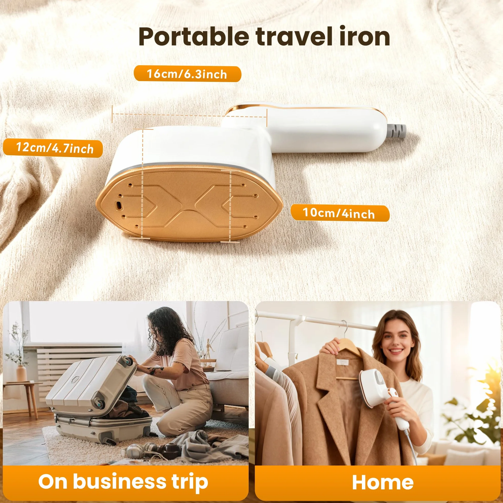Annmiir Plancha de Viaje Panel Cerámico de 140x80mm, Pantalla LCD, 1100W y Calentamiento Rápido en 15s, 4 Velocidades Plancha para uso en Seco y Húmedo, Adecuada para Familias, Viajes y Negocios