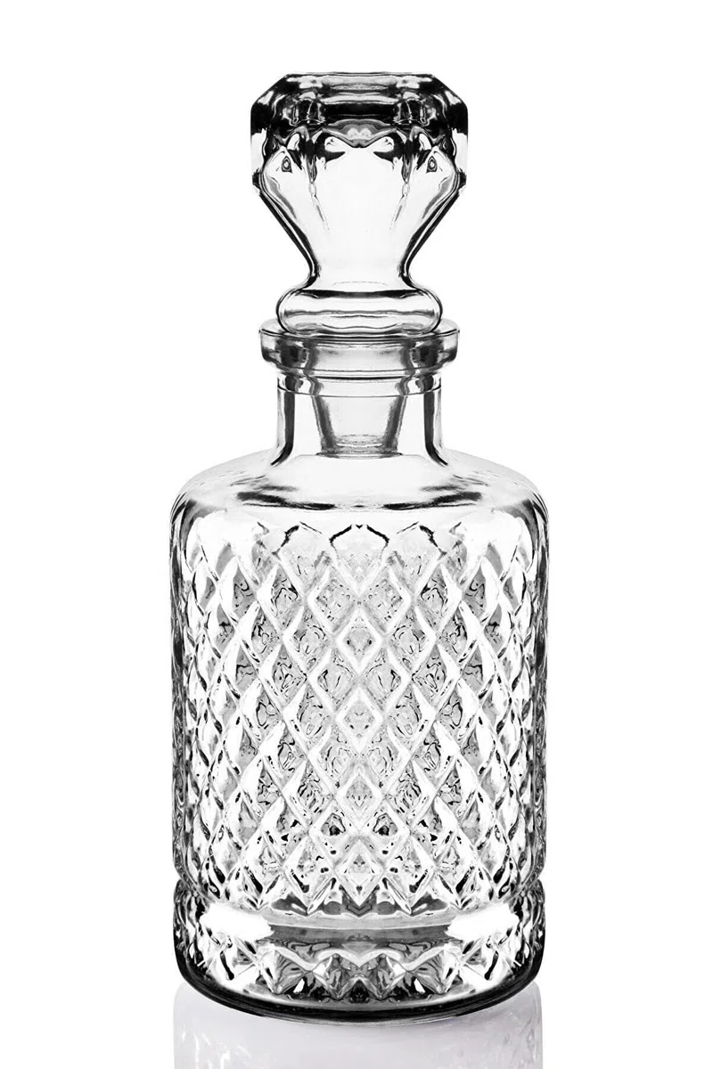 Jarra de cristal con tapa de cristal, servicio de whisky hecho a mano, jarra, botella de licor, barra de bebidas, jarra de cristal, decoración del hogar, jarra de agua, serie especial Timeless (1250