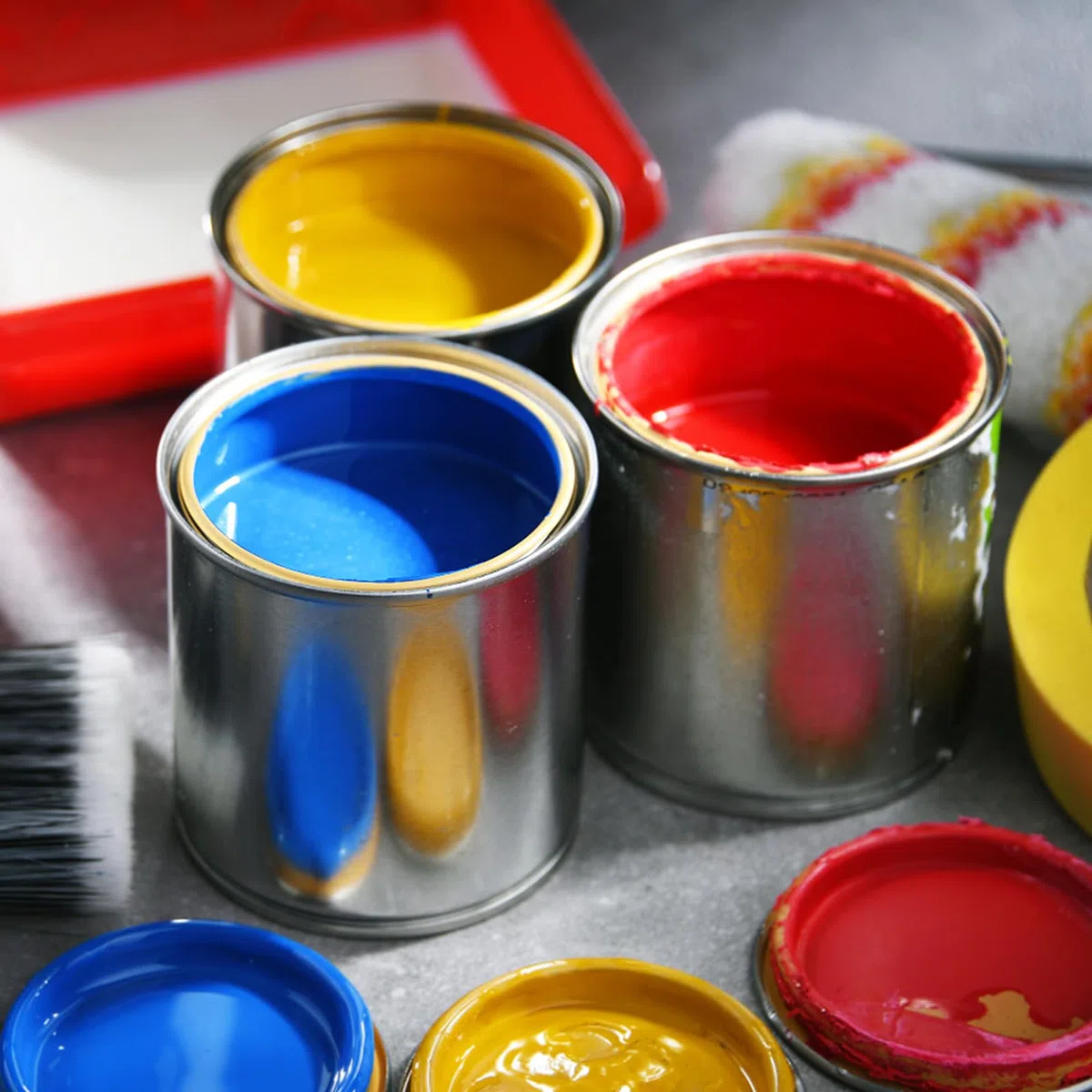 6 piezas Botes de metal vacíos con Tapa 1000 ml Botes de pintura de tinta Cubos de pintura multiusos para proyectos de manualidades