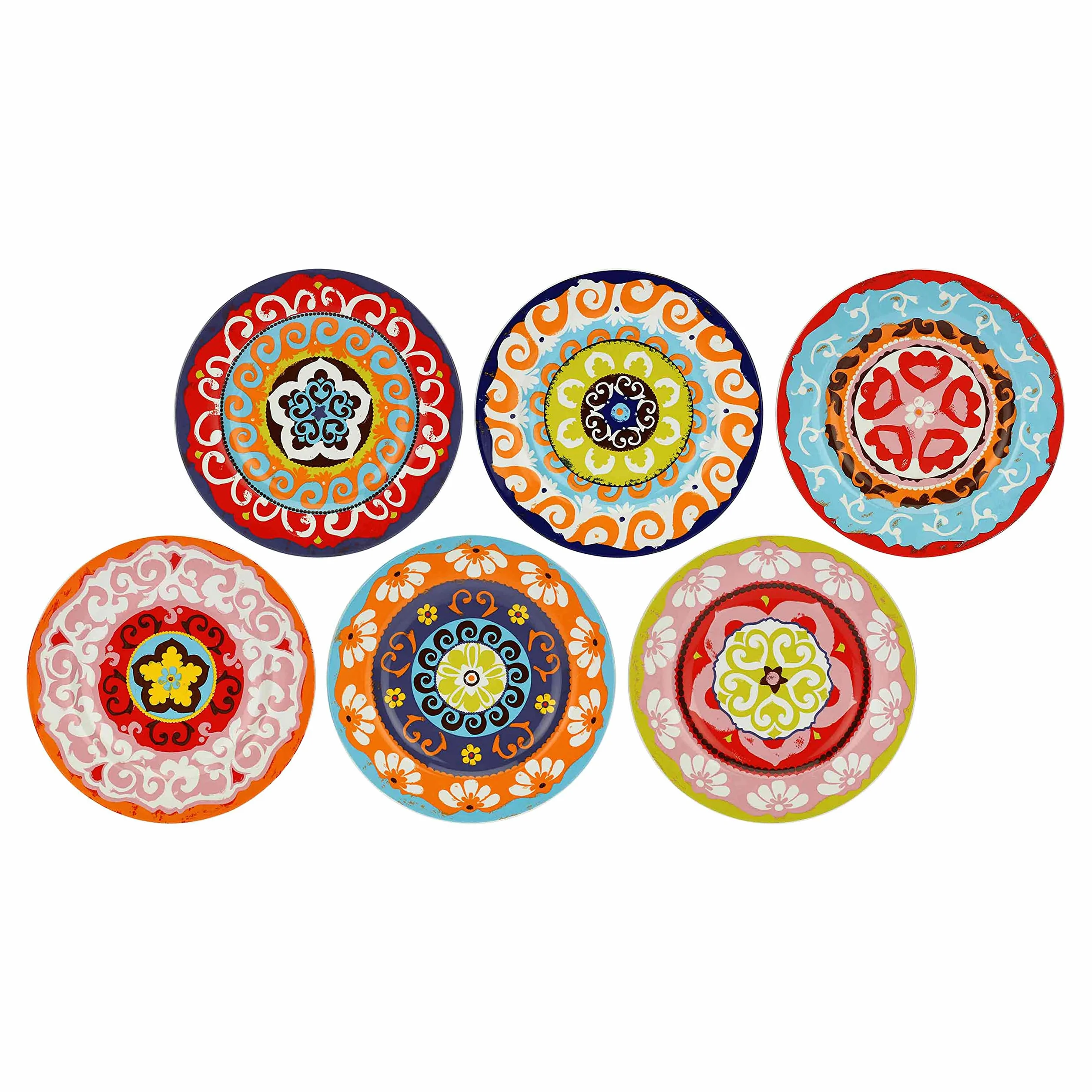 Juego de 6 Platos de Ensalada Estilo mediterráneo Colores Mezclados Nador Mucho X6