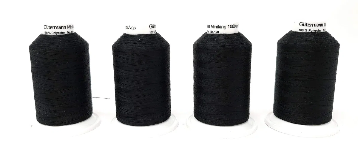 Gütermann miniking Juego Universal de Hilo Overlock de Hilo Cover Lock 4 konen por 1000 m (0000 Negro) para Máquina de Coser overlock o Cover Lock de Coser